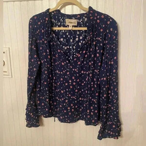 Cleobella Bell Sleeve Rose Patterned Blouse